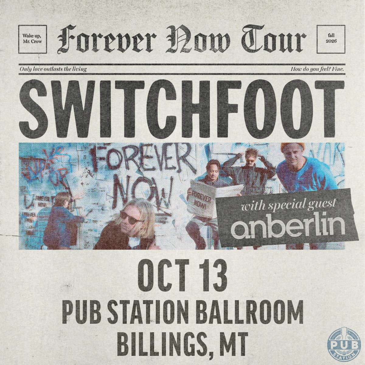 Switchfoot with special guest Anberlin - Forever Now Tour