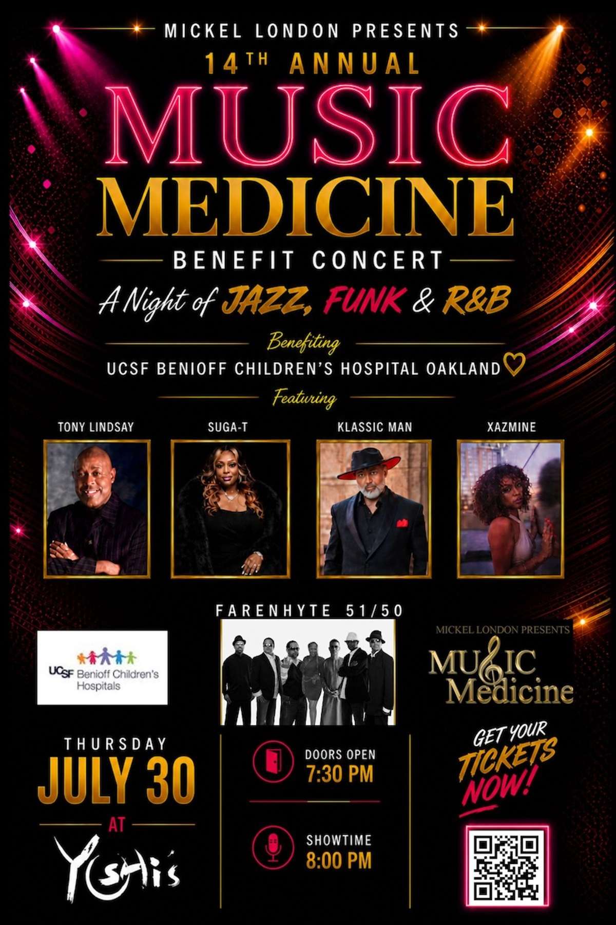 MUSIC MEDICINE: BENEFIT FOR OAKLAND'S CHILDREN'S HOSPITAL (Thu, 7/30/26)