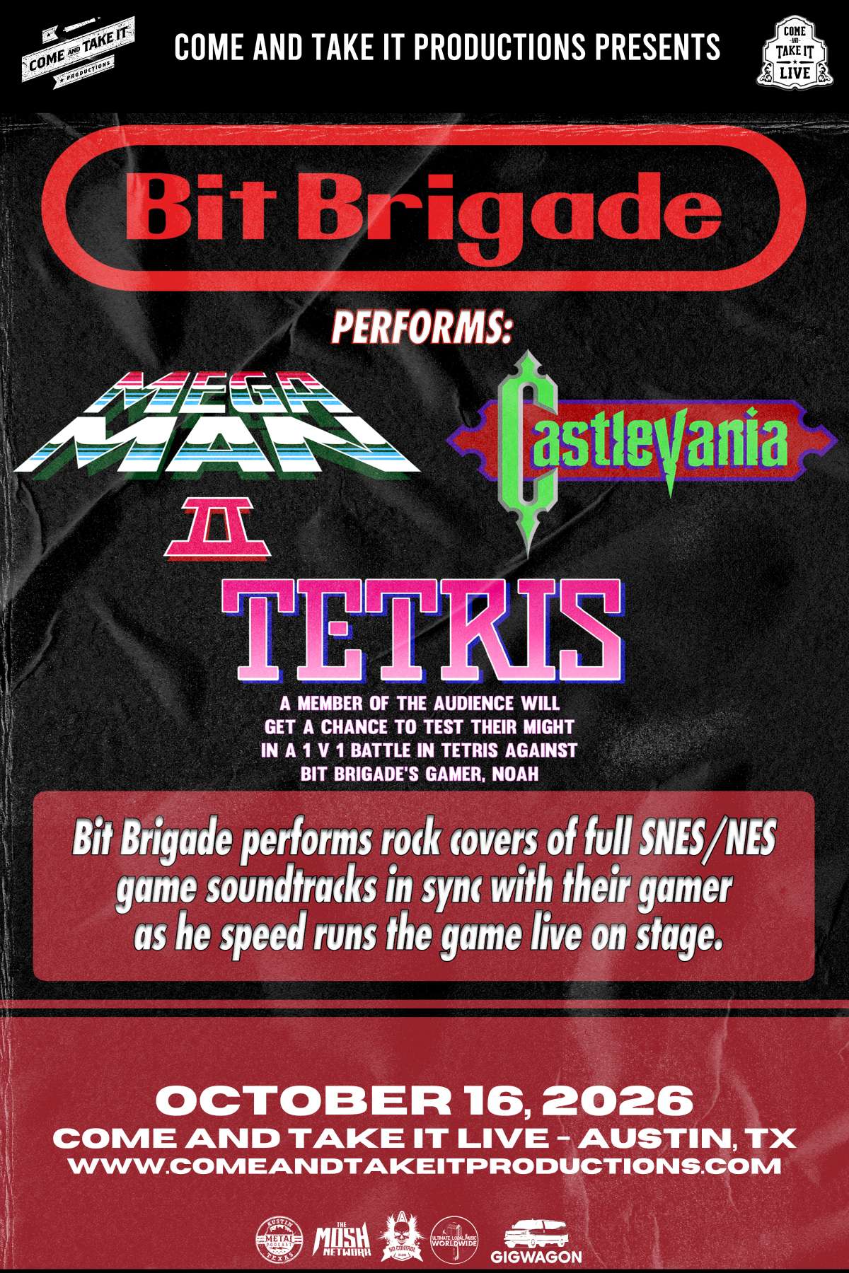 BIT BRIGADE Performs ‘Mega Man II’ + ‘Castlevania’ + ‘Tetris’ LIVE