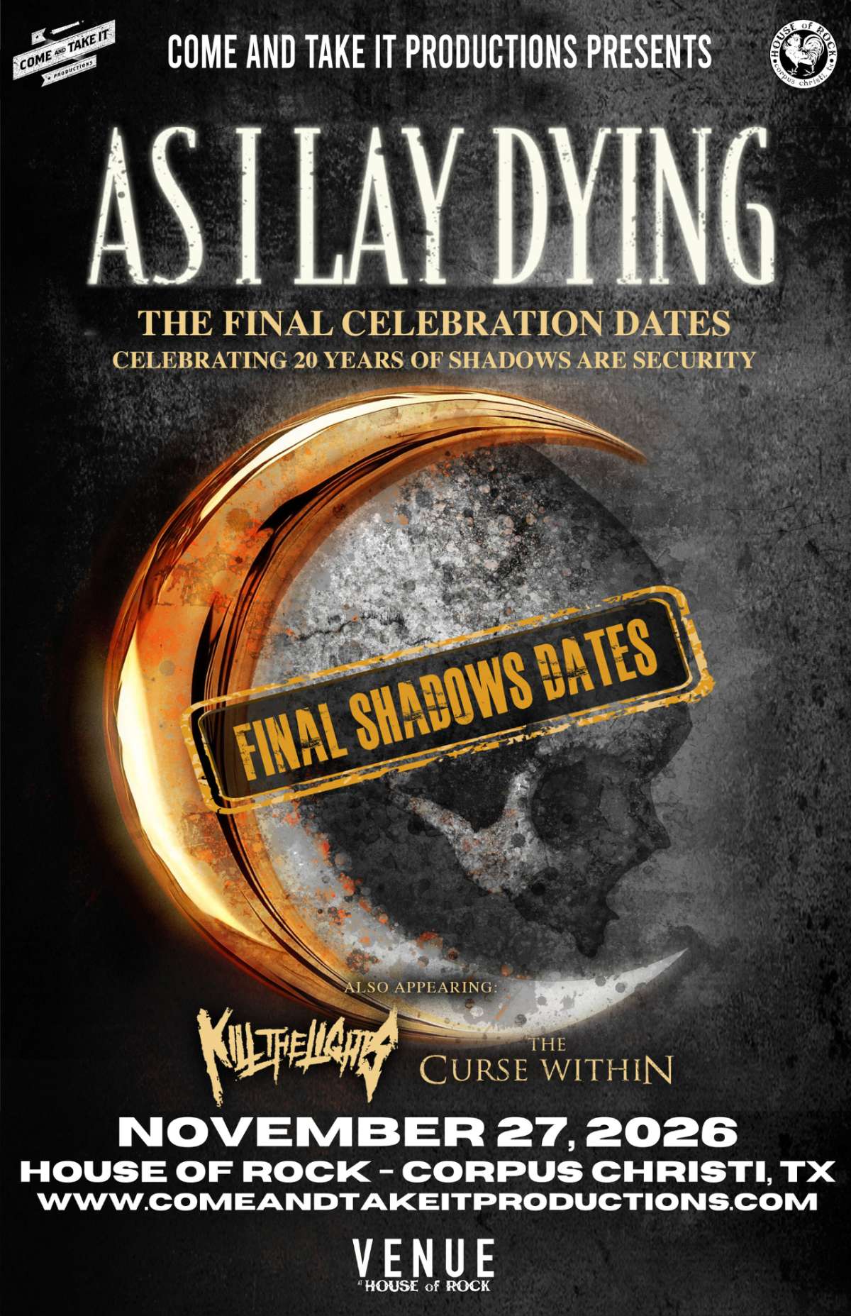 AS I LAY DYING: The Final Dates Celebrating 20 Years of ‘Shadows Are Security’ – Corpus Christi