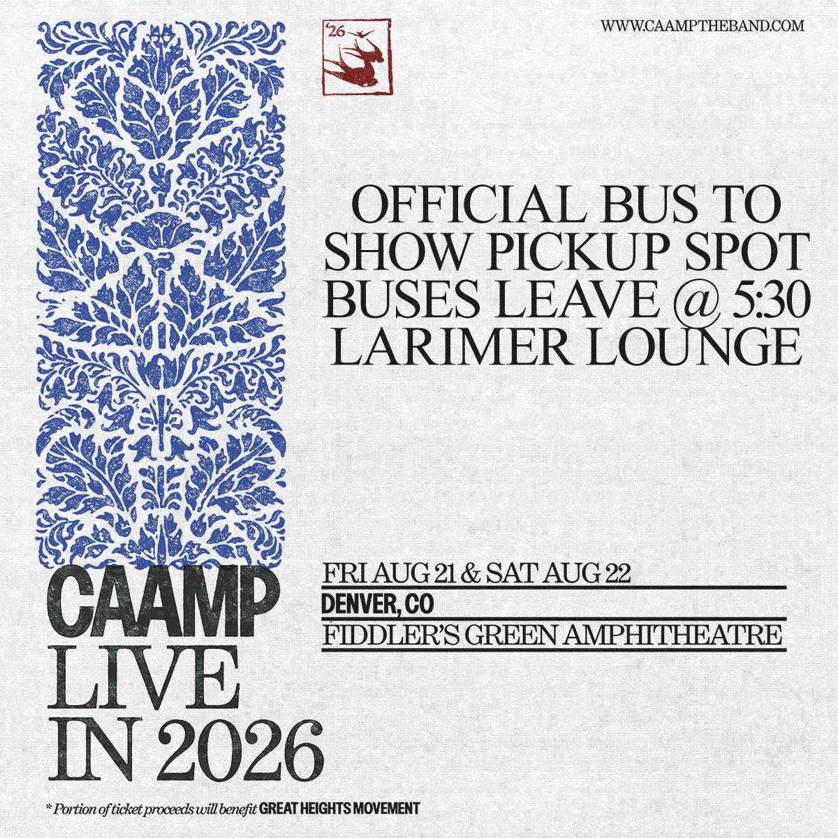 Caamp Bus To Show Pickup Spot (FREE EVENT)