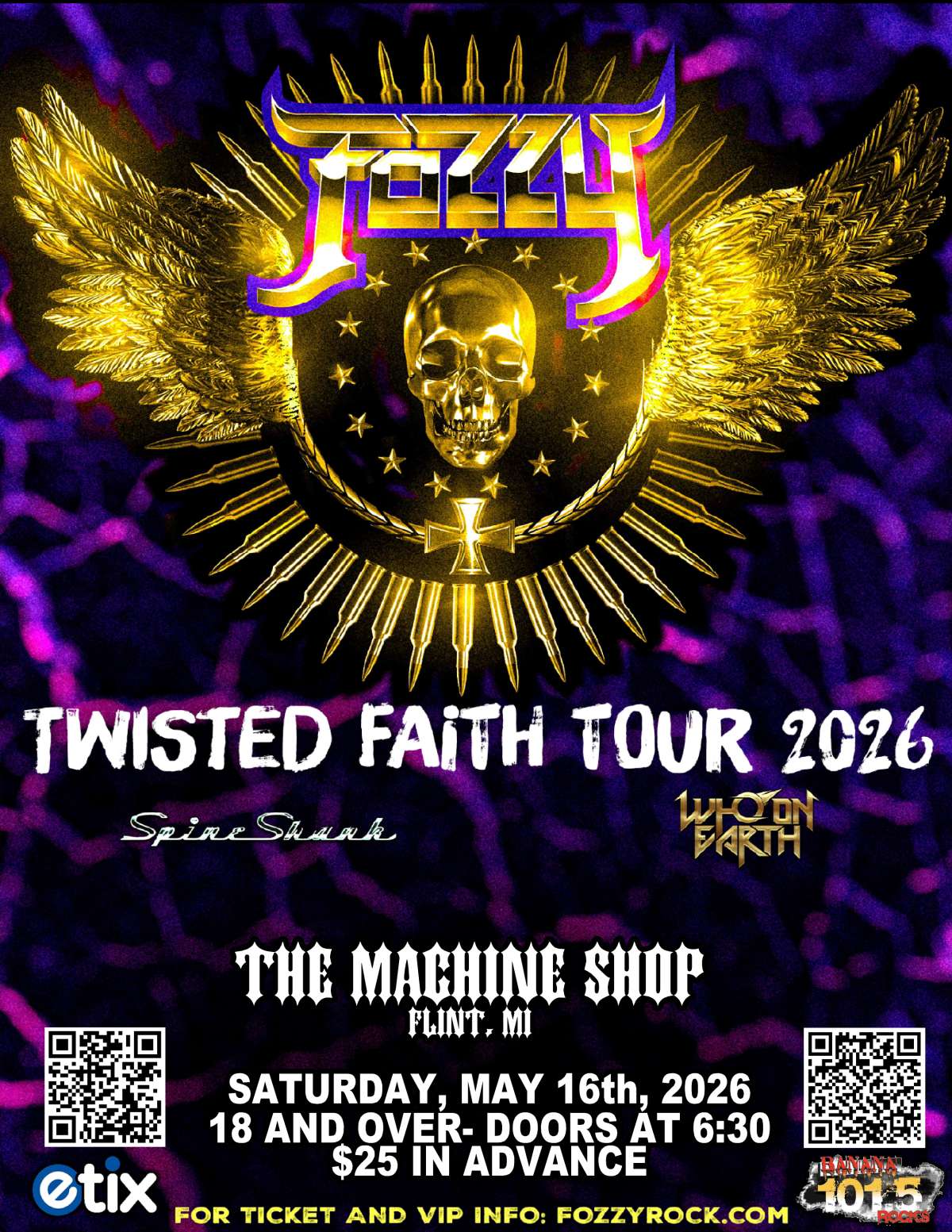 FOZZY w/SPINESHANK-18+ Tickets | Flint, MI | The Machine Shop