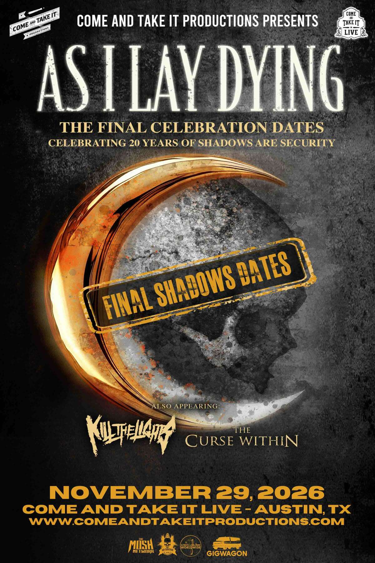 AS I LAY DYING: The Final Dates Celebrating 20 Years of ‘Shadows Are Security’ – Austin