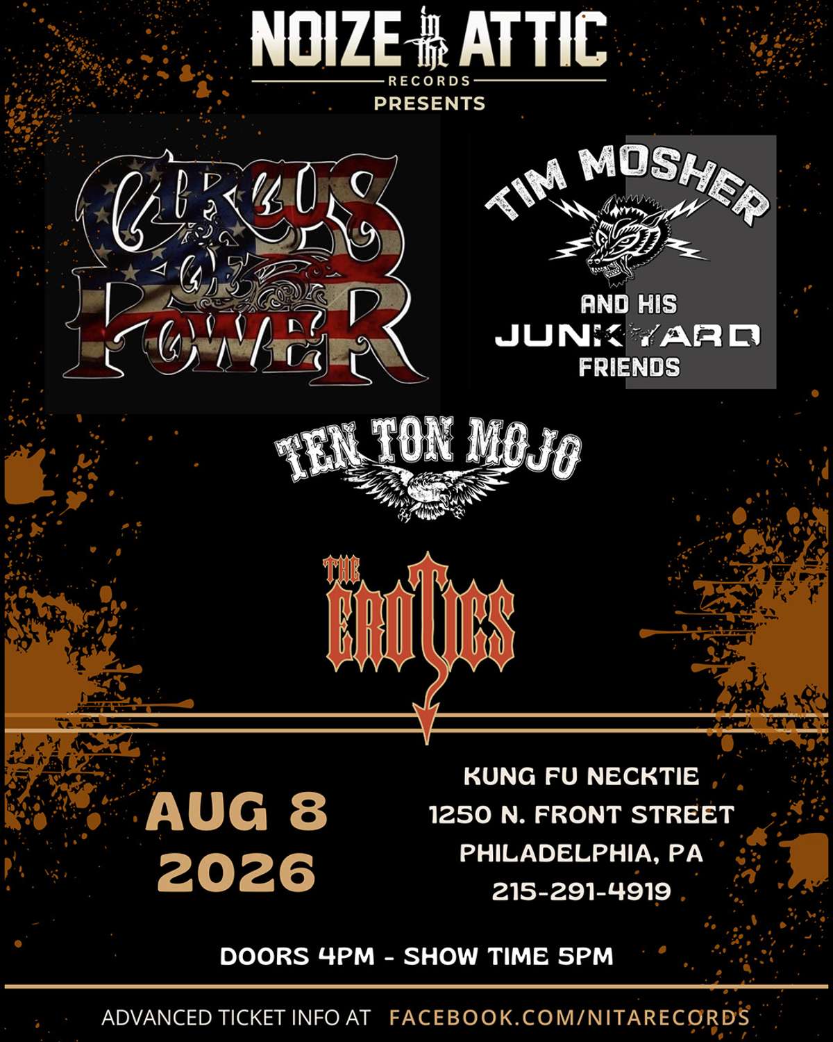 Circus of Power ~ Tim Mosher & His Junkyard Friends ~ Ten Ton Mojo ~ The Erotics