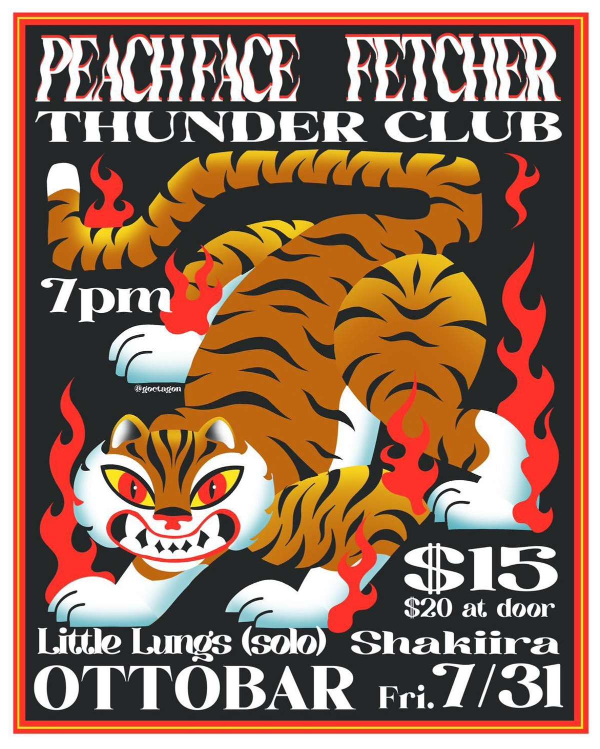Peach Face, Fetcher, Thunder Club, Little Lungs (solo) & Shakiira