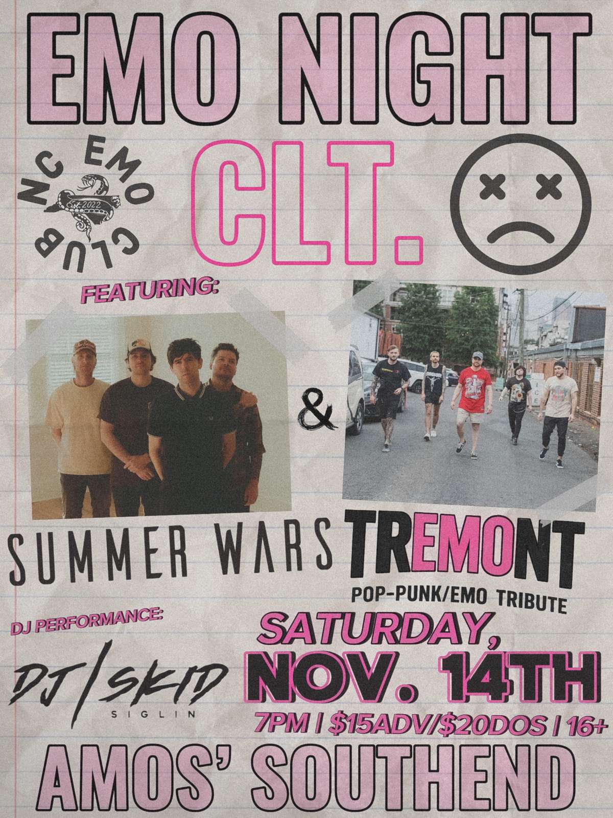 Emo Night CLT w/ Tremont, Summers Wars and DJ Skid